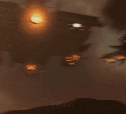 a painting of a helicopter flying through a cloudy sky with the year 2017 on the bottom right