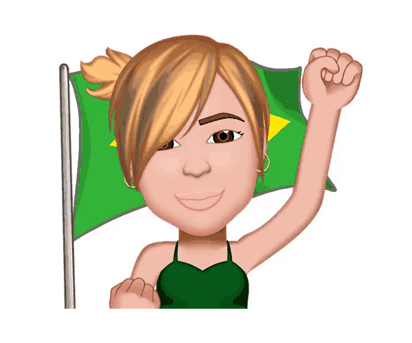 a cartoon of a woman holding a green flag in her hand