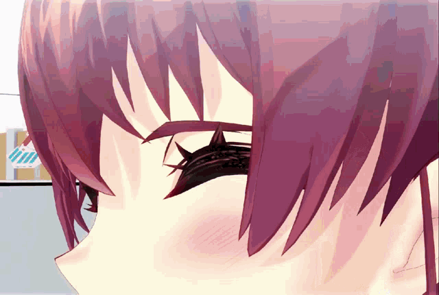 a close up of a anime girl 's eye with a spider web on it