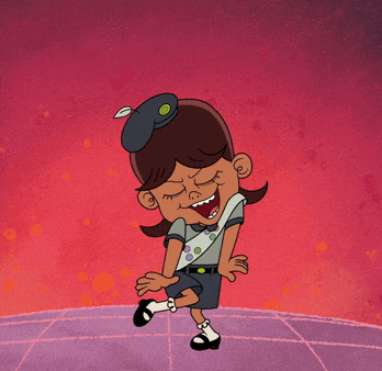 a cartoon girl with her eyes closed wearing a hat