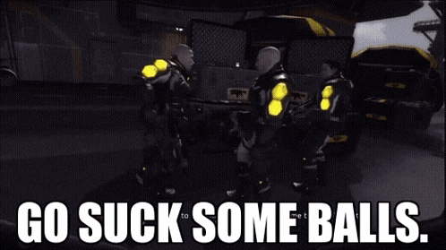a video game says go suck some balls on the screen
