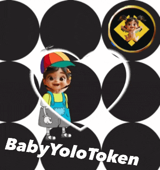 a picture of a baby holding a pink balloon with the words baby yolotoken on the bottom