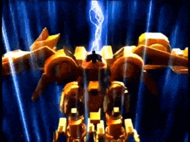 a robot with a lightning bolt coming out of it 's head