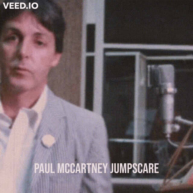 paul mccartney jumpscare is written on the bottom of the screen