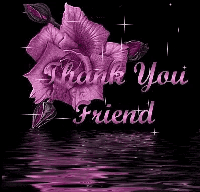 a purple flower with the words " thank you friend " on it