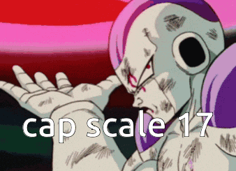 a cartoon character with the words cap scale 17 above him