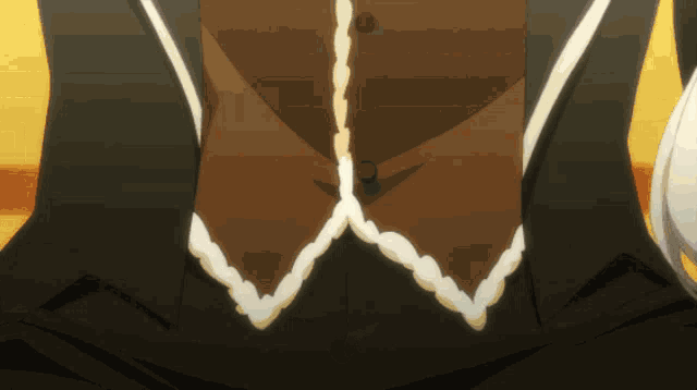 a close up of a person 's torso with white trim
