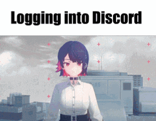 a picture of a girl with the words logging into discord below it