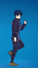 a cartoon character is standing in front of a blue background with his hands on his hips .