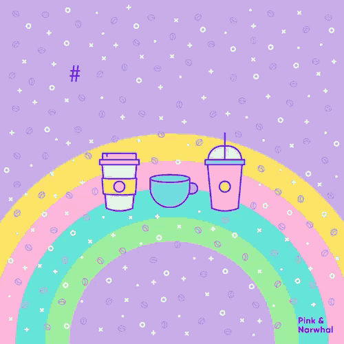a poster for national coffee day with a rainbow
