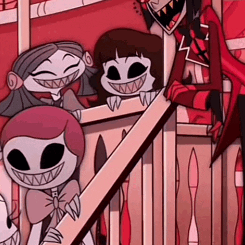a group of cartoon characters standing next to each other on a balcony .