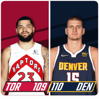 two basketball players from the raptors and the denver den