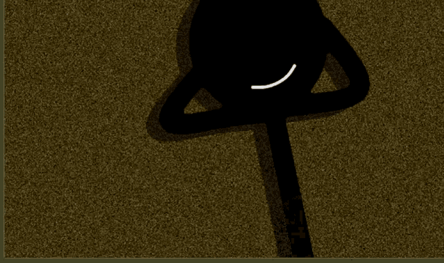 a cartoon character with green eyes and a smiling face