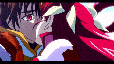 a boy and a girl are kissing in an anime