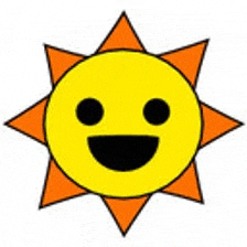 a cartoon sun with a smiling face on it