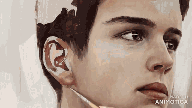 a close up of a painting of a man 's face made in animatica
