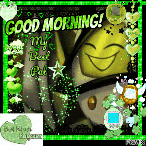 a picture of a smiley face says good morning
