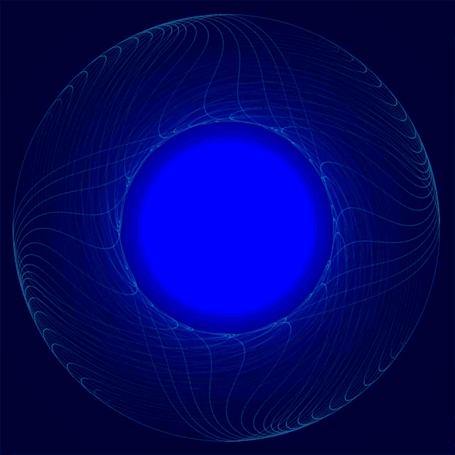 a dark blue background with a blue circle in the center
