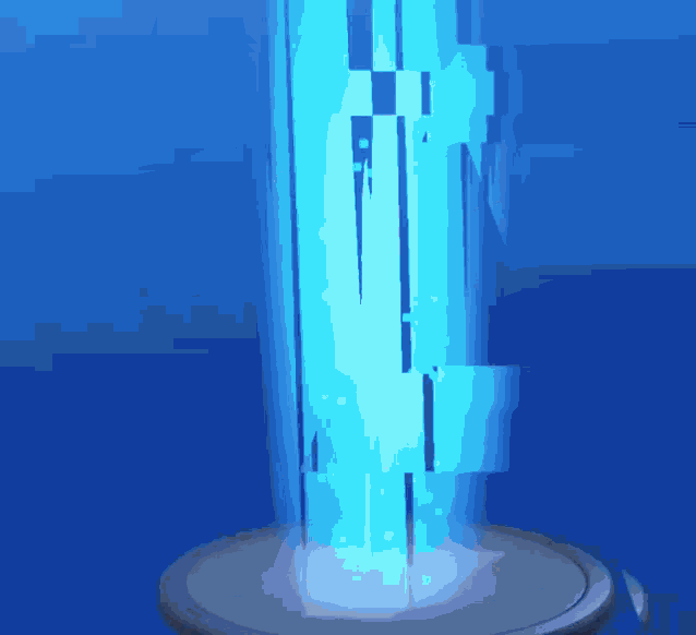 a blue light coming out of a cylinder with a blue background