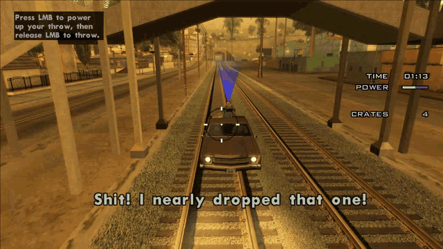 a video game says shit i nearly dropped that one on the screen