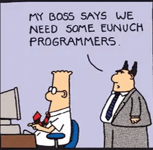 a cartoon of a man sitting in front of a computer talking to another man .