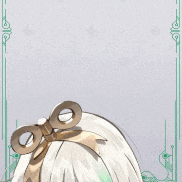a close up of a girl with white hair and green hair