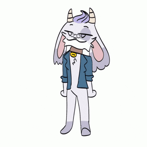 a cartoon drawing of a goat wearing a suit and glasses