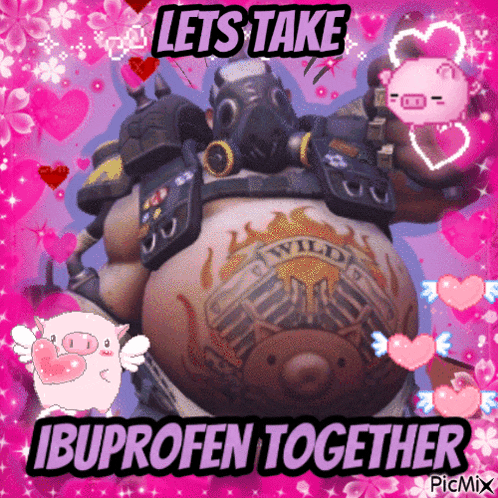 a picture of a robot with the words let 's take ibuprofen together on it