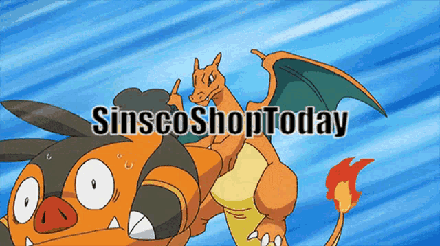 a cartoon of a dragon and a pig with the words sinscoshop today below it