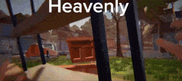 a video game called heavenly is being played on a computer screen