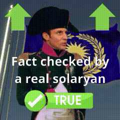 a man in a military uniform is holding a flag with the words " fact checked by a real solaryan " on it