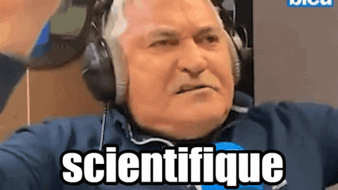 a man wearing headphones says " scientifique " in french