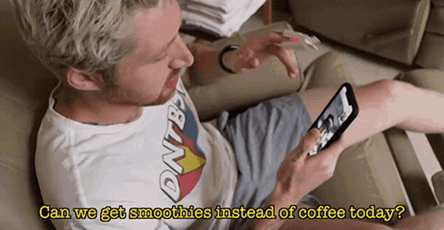 Can We Get Smoothies Instead Of Coffee Today Shakes Instead Of Coffee GIF - Can We Get Smoothies Instead Of Coffee Today Shakes Instead Of Coffee No Coffee Day GIFs