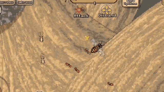 an ant is attacking another ant in a game