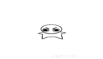 a black and white drawing of a cartoon character with an angry face and a star .