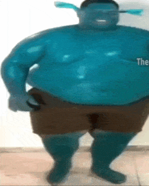 a man in a blue shirt and brown shorts is standing on a tile floor .