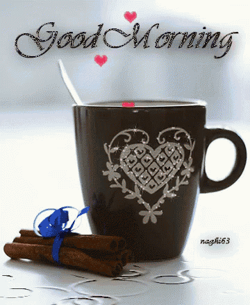 a picture of a cup of coffee with the words good morning written on it