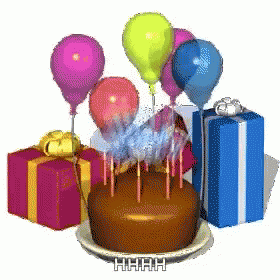 Happy Birthday Birthday Cake GIF - Happy Birthday Birthday Cake Birthday Balloons GIFs