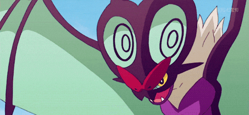 a cartoon character with a heart shaped face and circles around its eyes