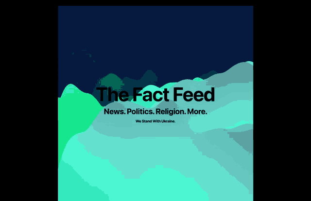 a poster for the fact feed shows a blue and green background