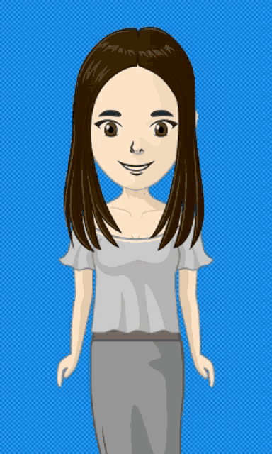 a cartoon drawing of a girl with long brown hair
