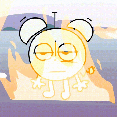 a cartoon drawing of an alarm clock with the word eee written on it