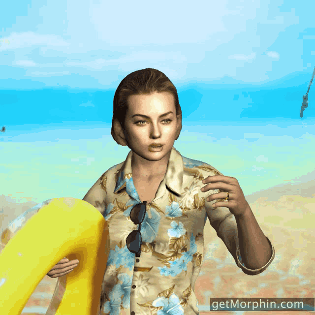 a woman giving a thumbs up while holding a life preserver