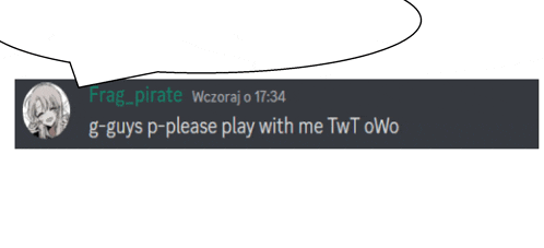 a speech bubble that says frag_pirate on it