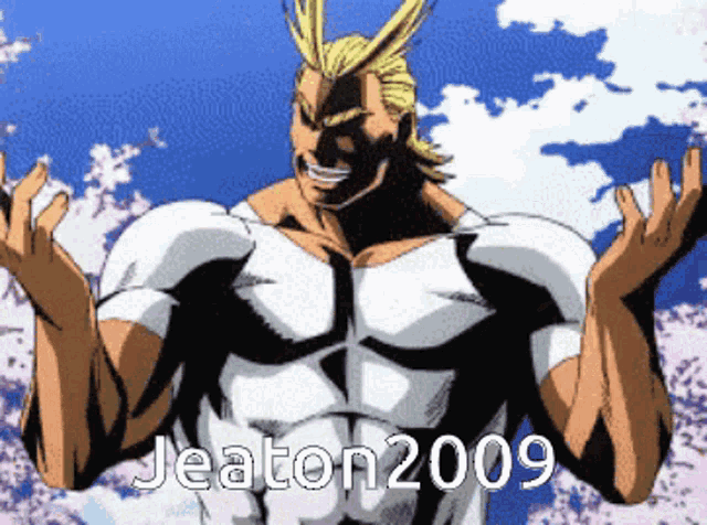 a picture of all might from my hero academia with the year 2009