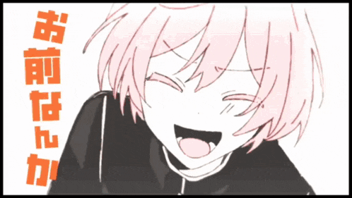 a drawing of a girl with pink hair and chinese characters behind her