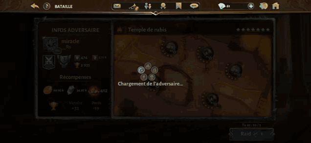 a screenshot of a game called bataille with a temple de rubis in the background