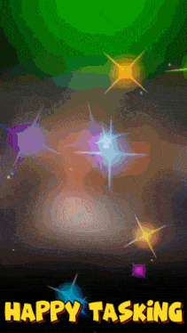 a colorful background with the words happy tasking below it