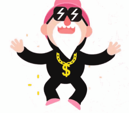 a cartoon of a man wearing sunglasses and a pink hat with the number 44 on it