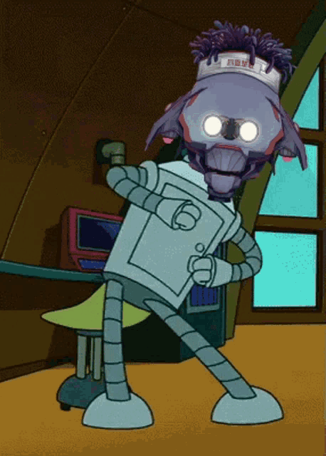 a cartoon of a robot with a hat that says ' rams ' on it